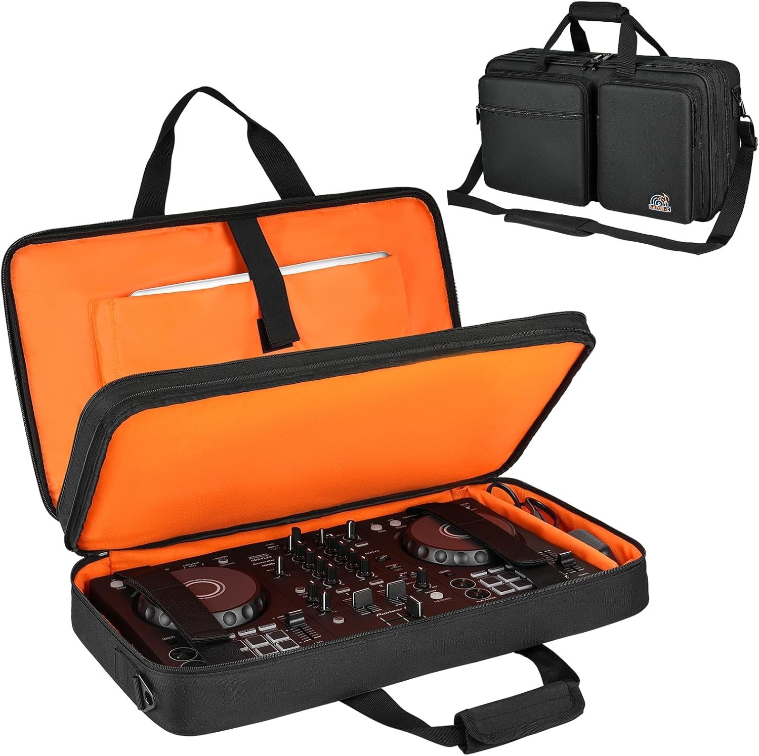 DJ Controller Bag Black Orange Polyester Protective Case M 23.5"x13.5"x2.5"