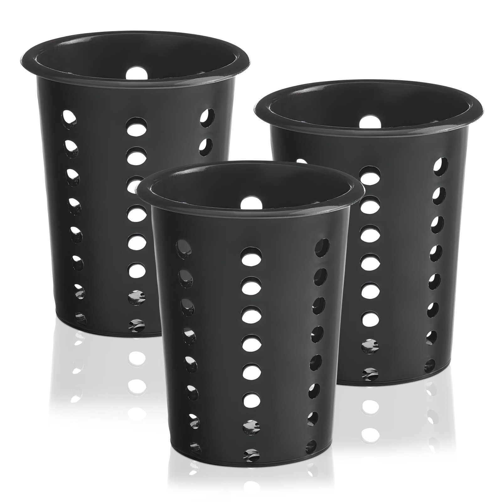 OCS Parts Perforated Utensil Drying Cups | Black | Set of 3 | Plastic