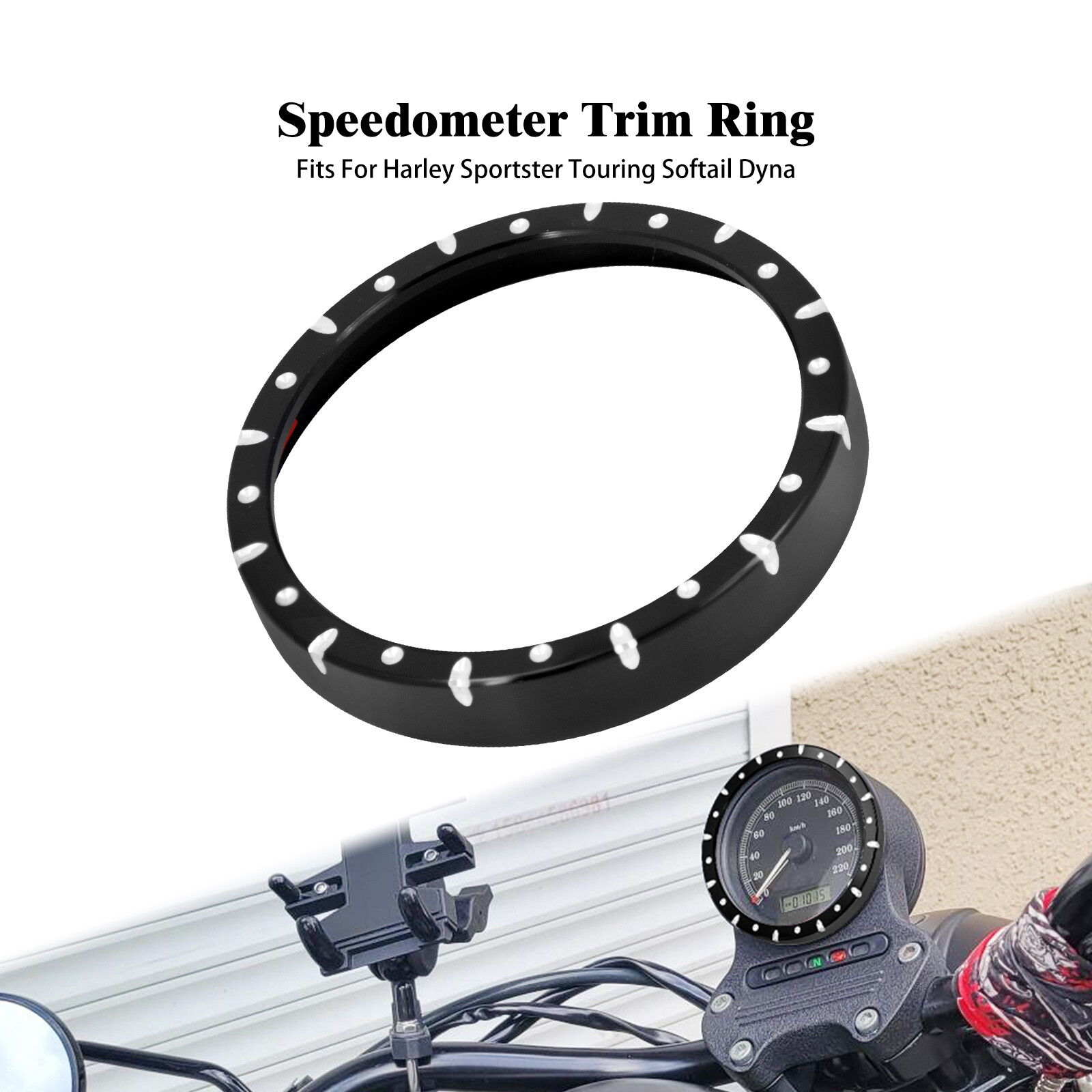 CNC Dots Speedometer Trim Ring Fit For Street Glide Electra Glide Dyna 2000-2013