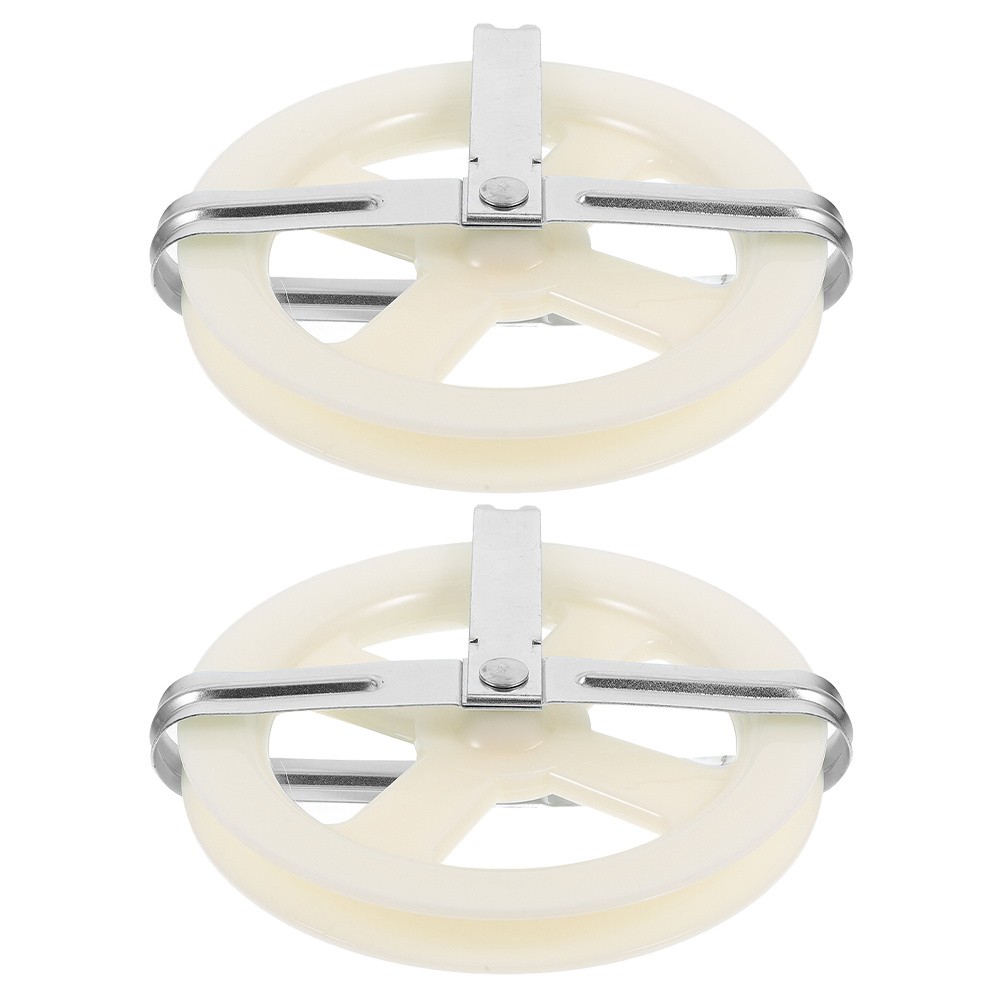 2 Pcs Clothes Line Wheel Hanging String Pulley Drying Rope Clotheslines