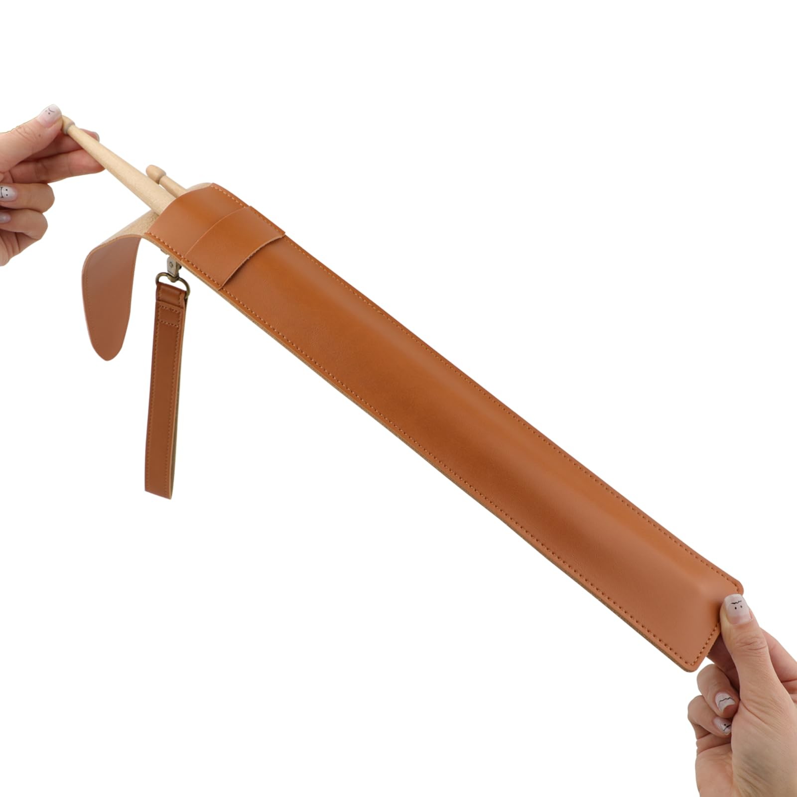 Drum Stick Bag Portable PU Leather Holder Percussion Mallets Teens Brown