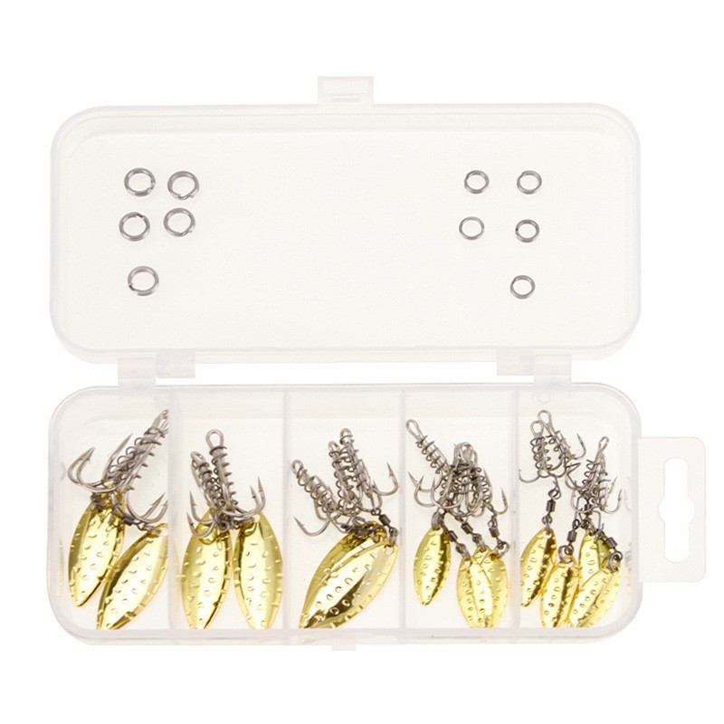 30pcs Spring Dough Treble Hooks With Spinner Spoon Bait Fishing Tackle 2#-10#
