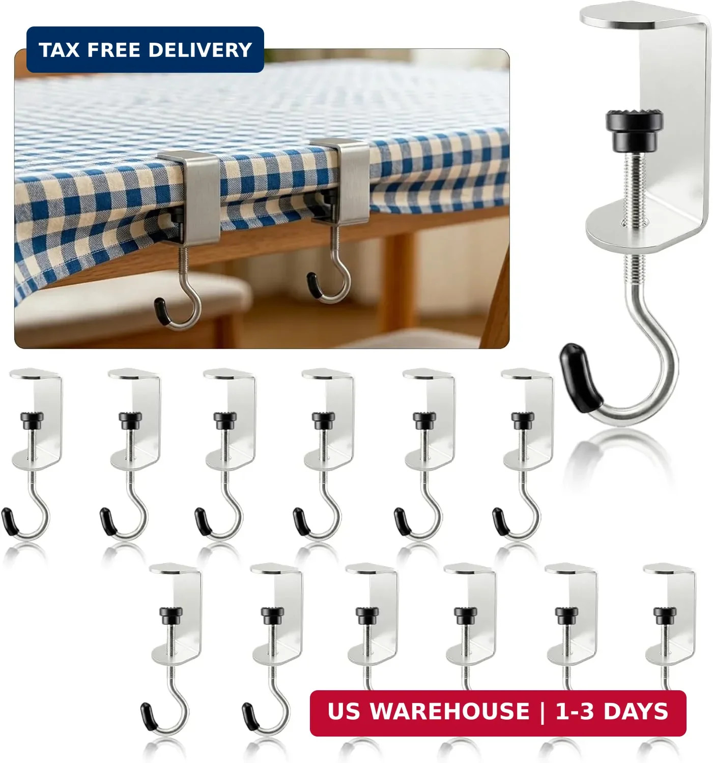 12 Adjustable Table Cloth Holder Clips Metal,Bag Hanger Heavy Duty Tablecloth Cl