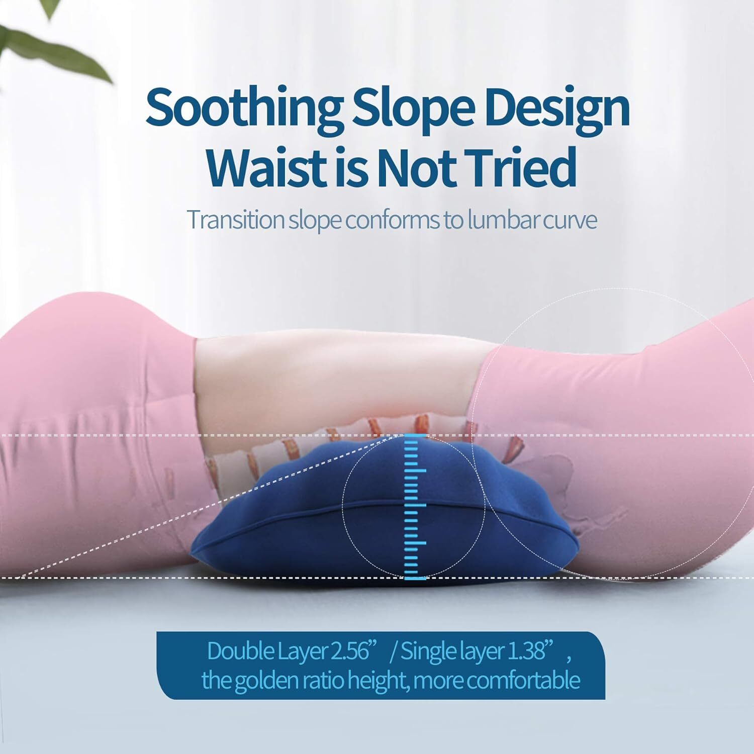 RESTCLOUD Adjustable Lumbar Support Includes a removable pad, Dark Blue