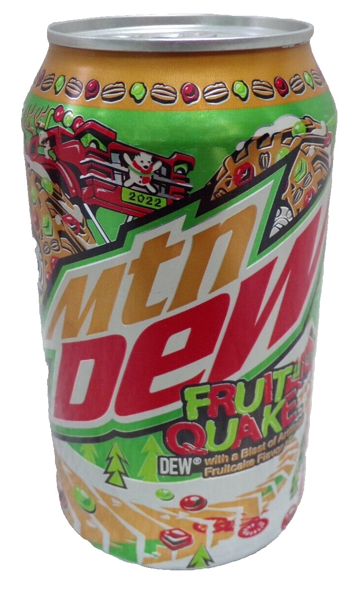 EMPTY MTN. DEW FRUIT QUAKE 2022 CHRISTMAS MOUNTAIN DEW 12oz. CAN LIMITED EDITION