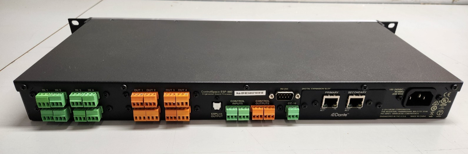 BOSE CONTROLSPACE ESP-880 Engineered Sound Processor w/ Dante Card Great Cond