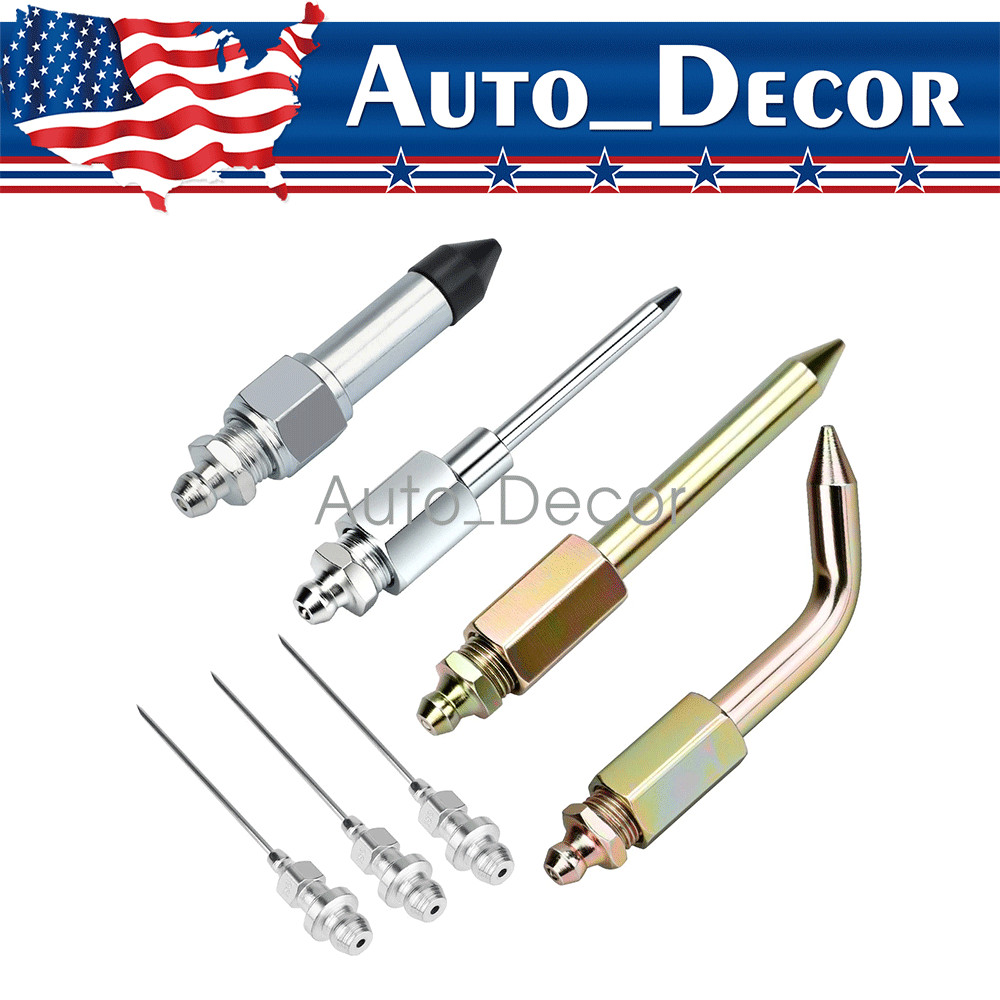 7pcs Grease Gun Accessory Kit Needle Tips Elbow Adapter Dispenser Rubber Nozzle