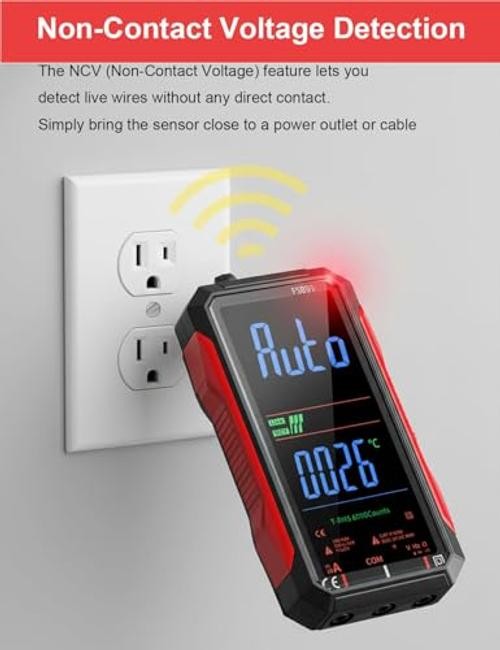 Rechargeable Digital Multimeter 6000 Counts True RMS Smart Tester with 5 Red