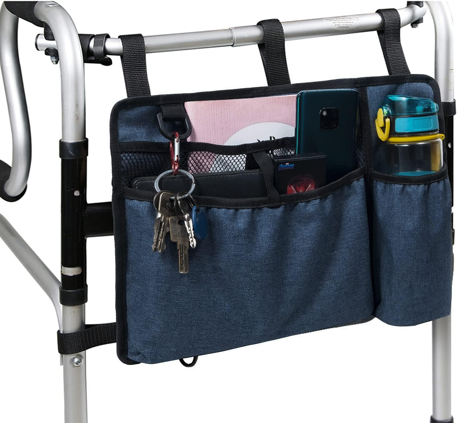 Walker Bag Basket with Cup Holder Suit for Adult Folding Walkers Rollator Organi