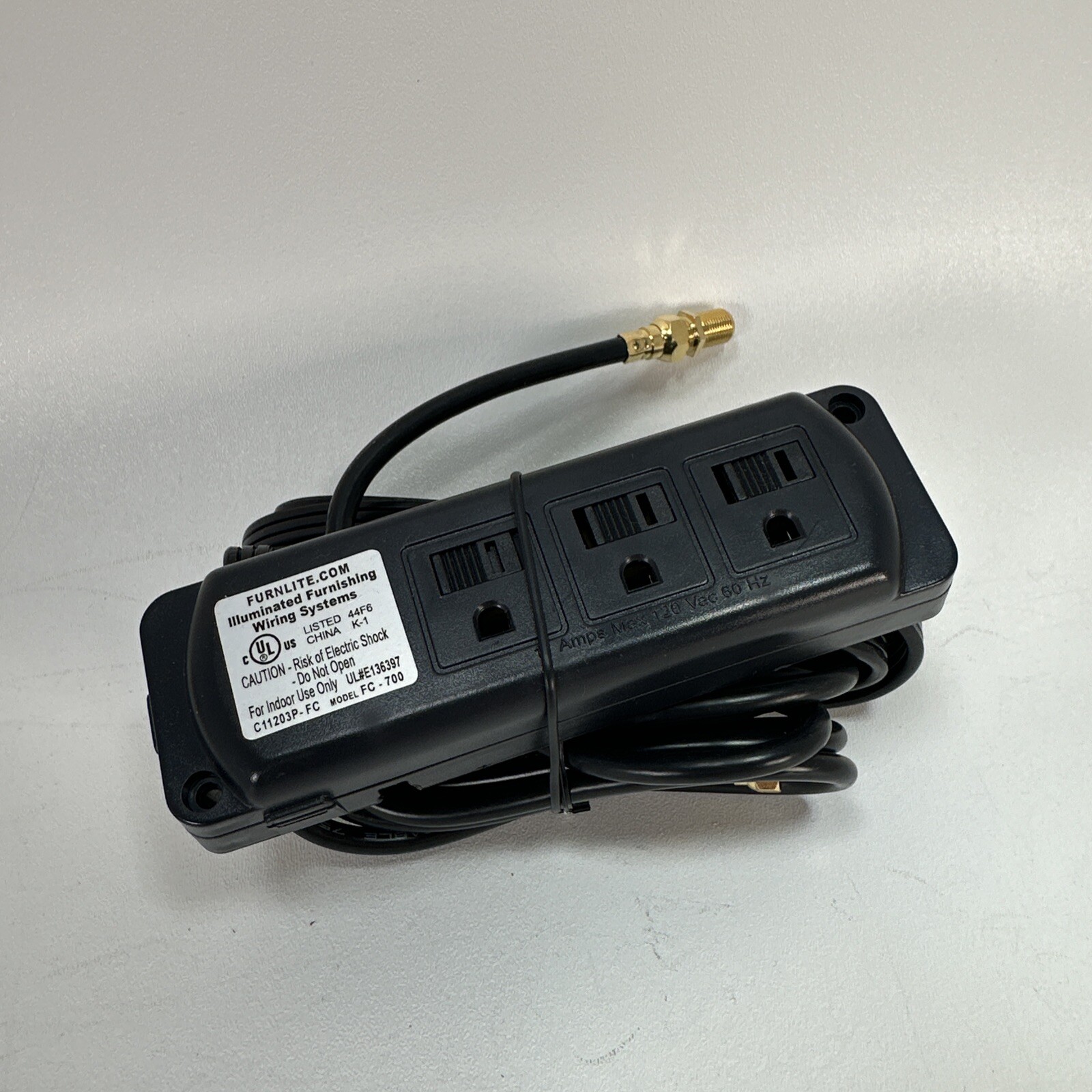 Genuine Furnlite (FC-700) 3 Outlet 12 Amps Max 120 VAC 60Hz Power Strip Only