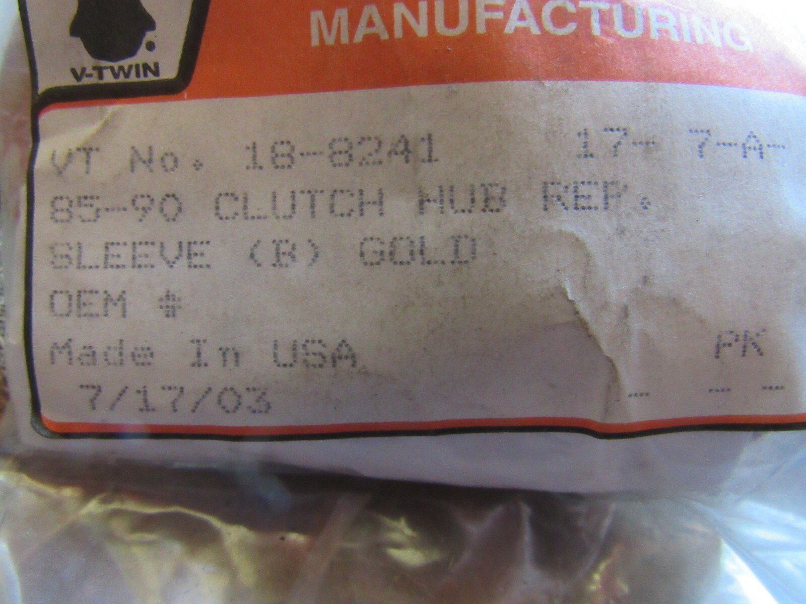 #EV NOS V-Twin Harley Davidson Gold Clutch Hub Sleeve FXST FLST FXT FLT  18-8241