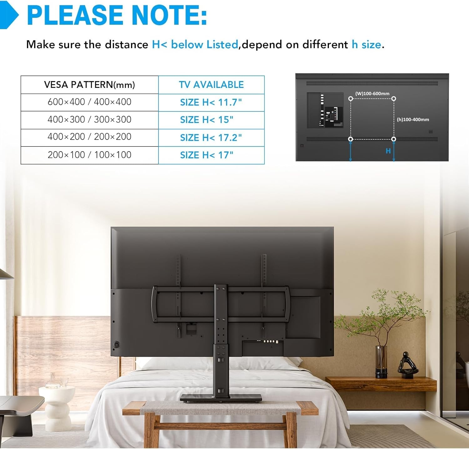 Universal Tabletop TV Stand with Wall Mount for 32 to 70 inch 4 Level Height ...