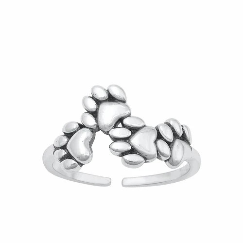 Paw Print Toe Ring .925 Sterling Silver