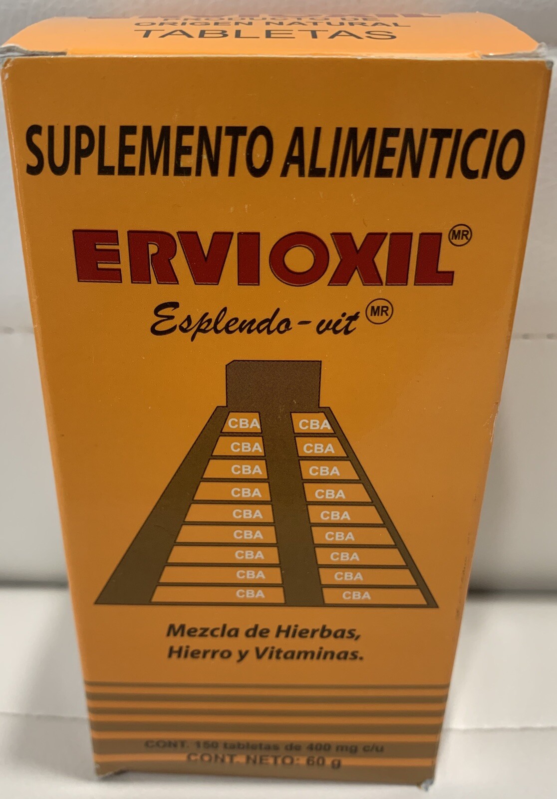 Ervioxil 150 Tabletas Azteca Damiana CA Azahar Toronjil Palo De Brasil Polen
