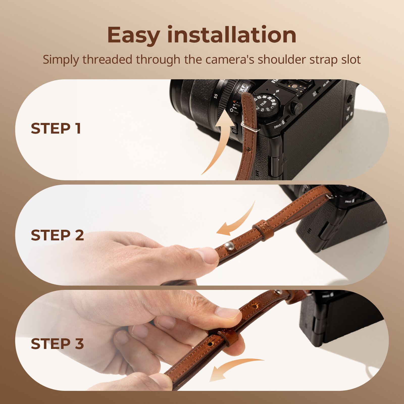 SmallRig Universal Leather Camera Shoulder Strap (Brown) for DSLR 5209