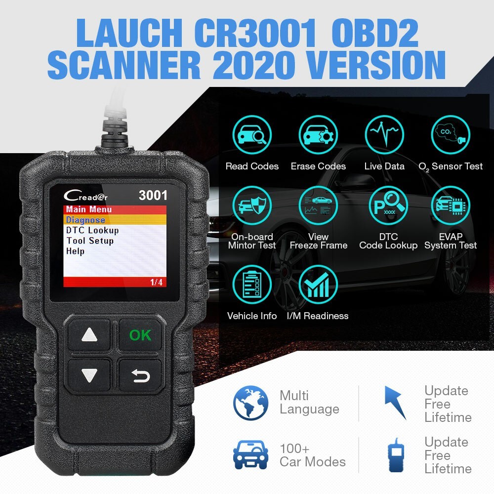 LAUNCH Creader 3001 OBD2 Scanner Engine Fault Code Reader Diagnostic Scan Tool