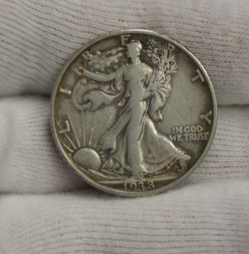 1938 D US Walking Liberty Half 50c VF (Cleaned) Key Date