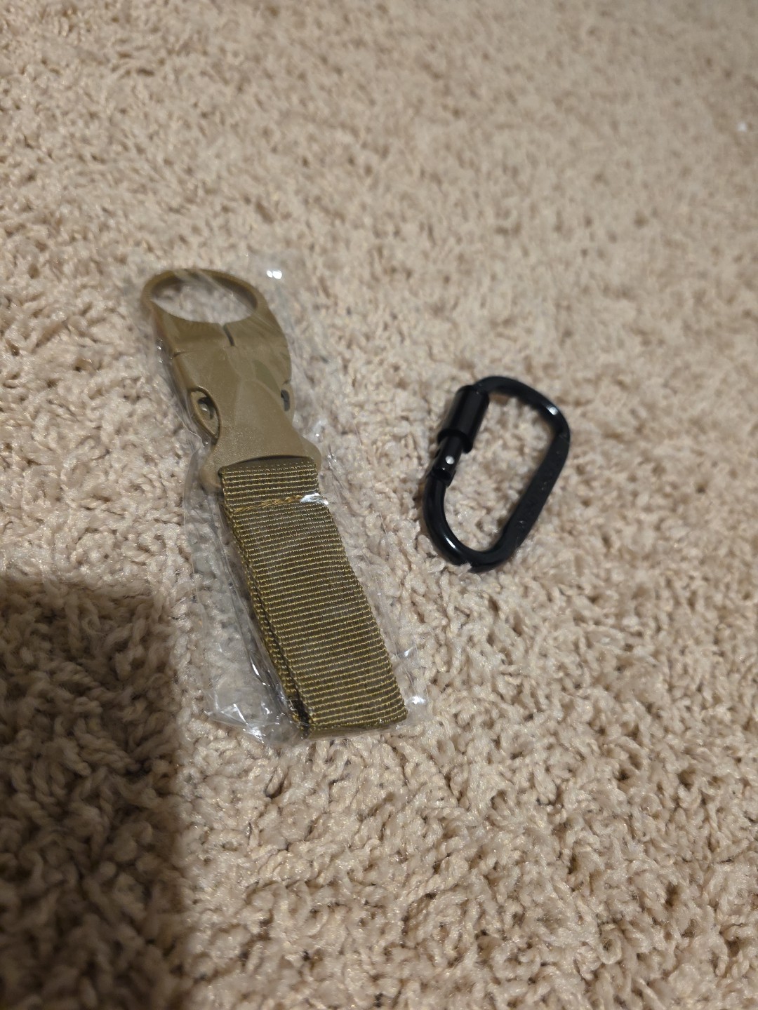 Carabiner And Tactical Belt Clip With Water Bottle Holder