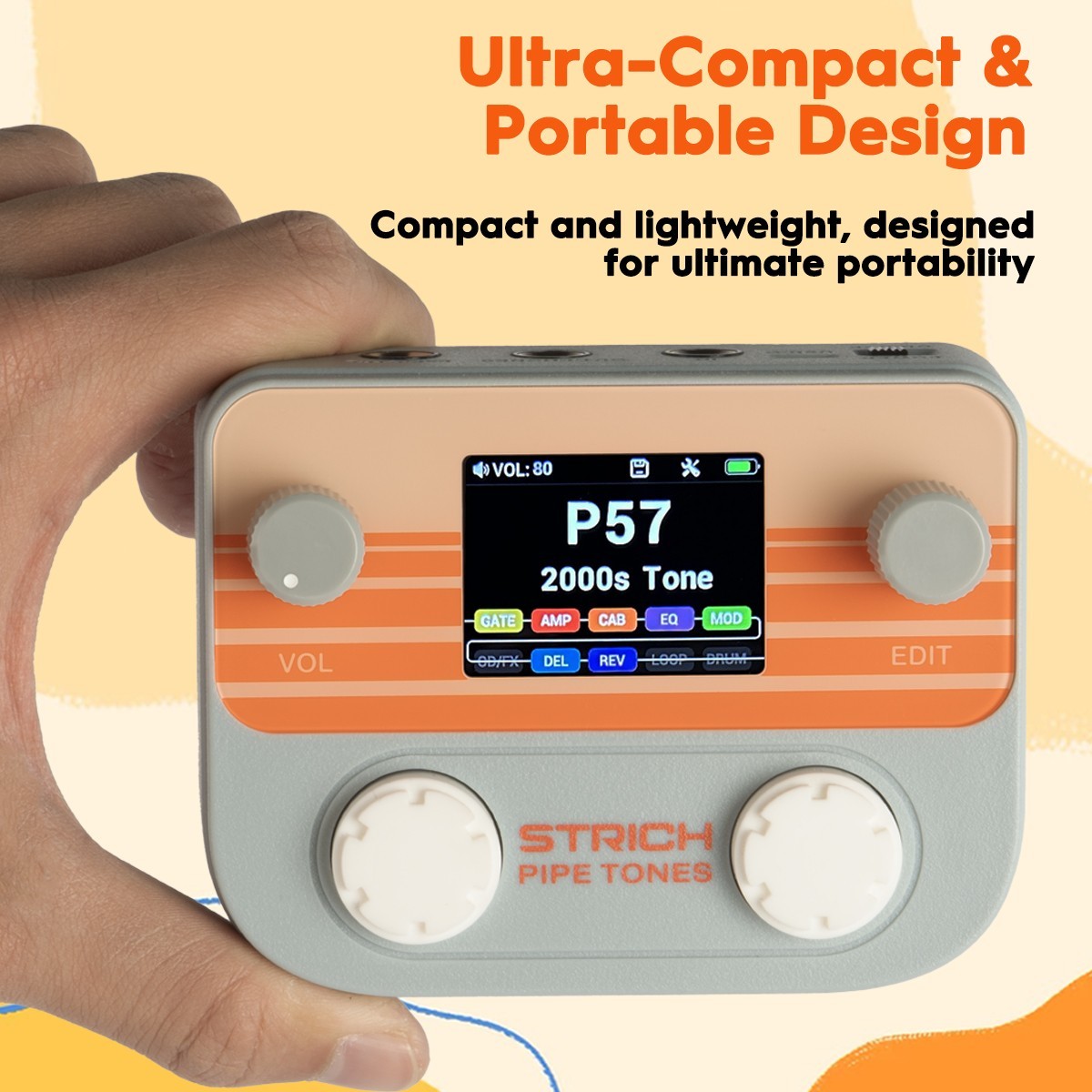 Strich Pipe Tones Guitar/Bass Pocket Multi-Effects Processor w/Footswitch