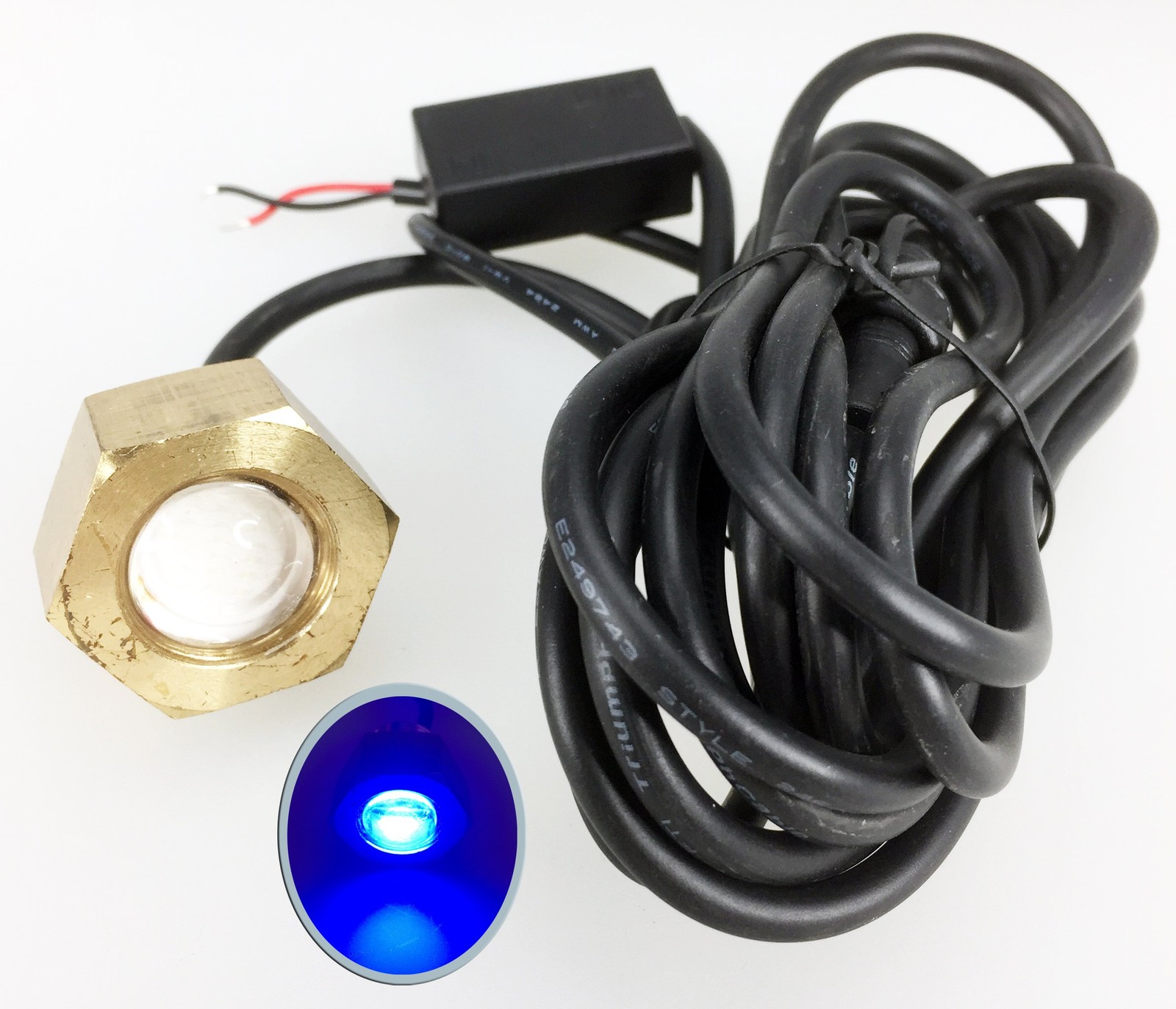 Pactrade Marine Boat Blue 7W LED Brass Drain Plug Underwater black, blue led