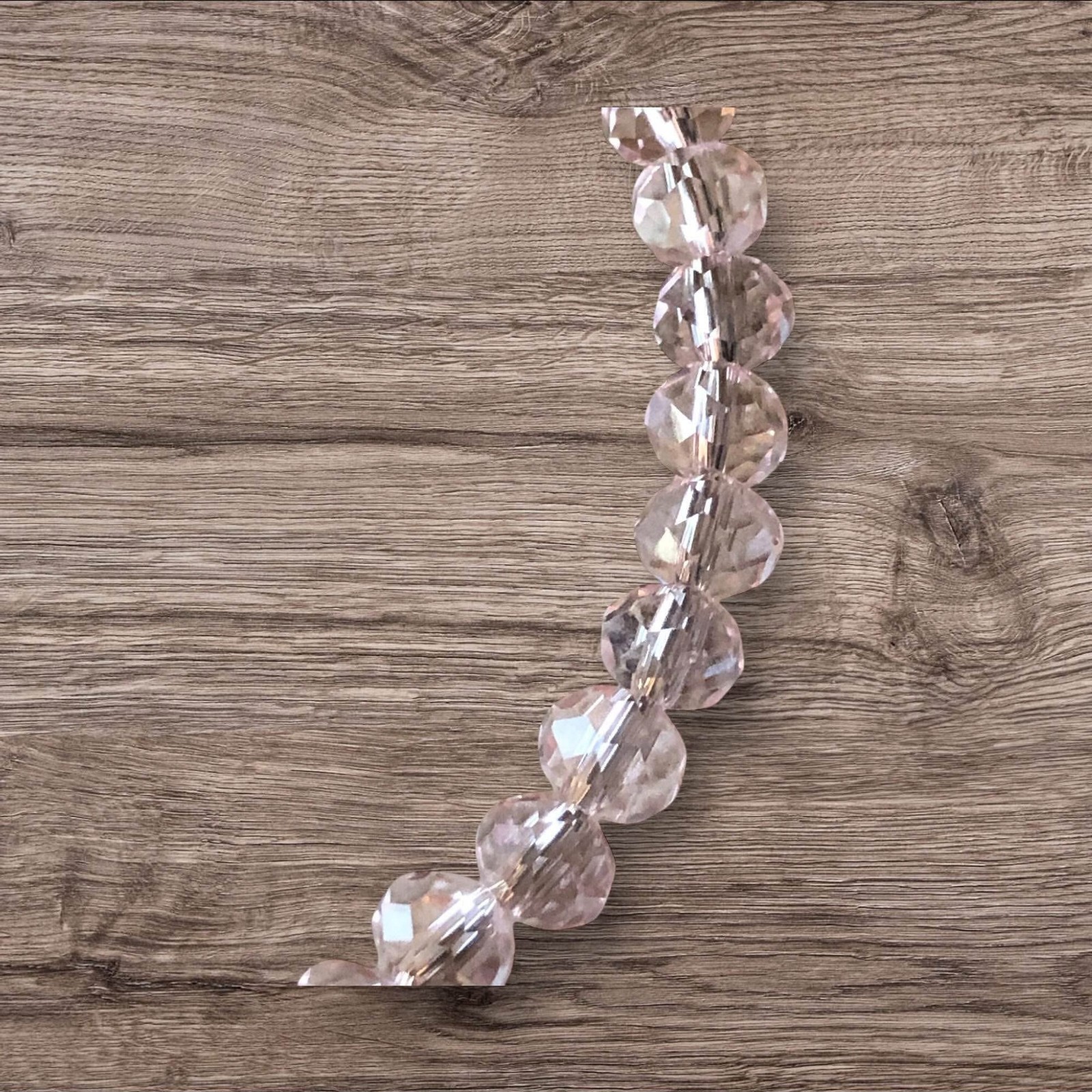 Light Pink Beaded Bracelet Heart Charm Handmade 0129