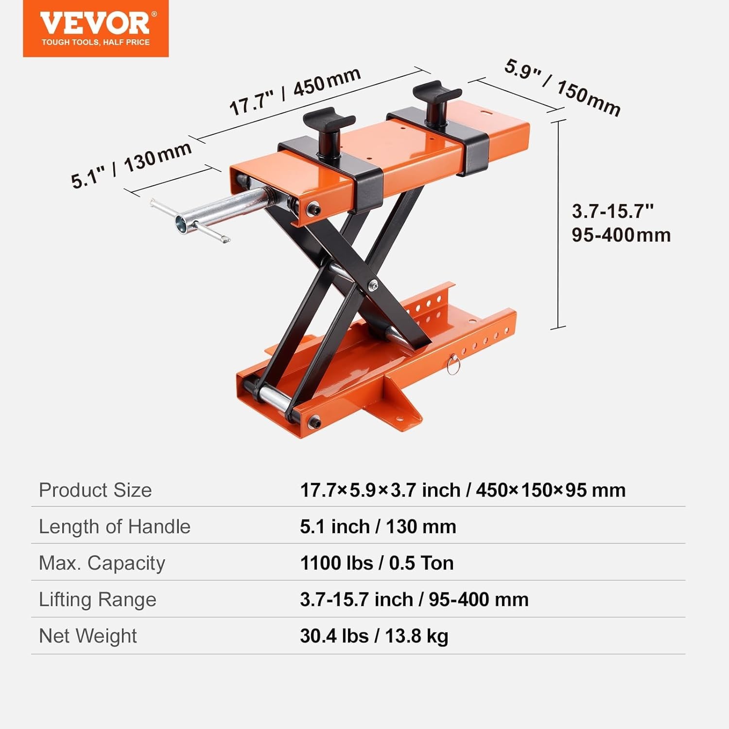 Motorcycle Lift 1100 LBS Center Scissor Jack Hoist Stand VEVOR Saddle Safety