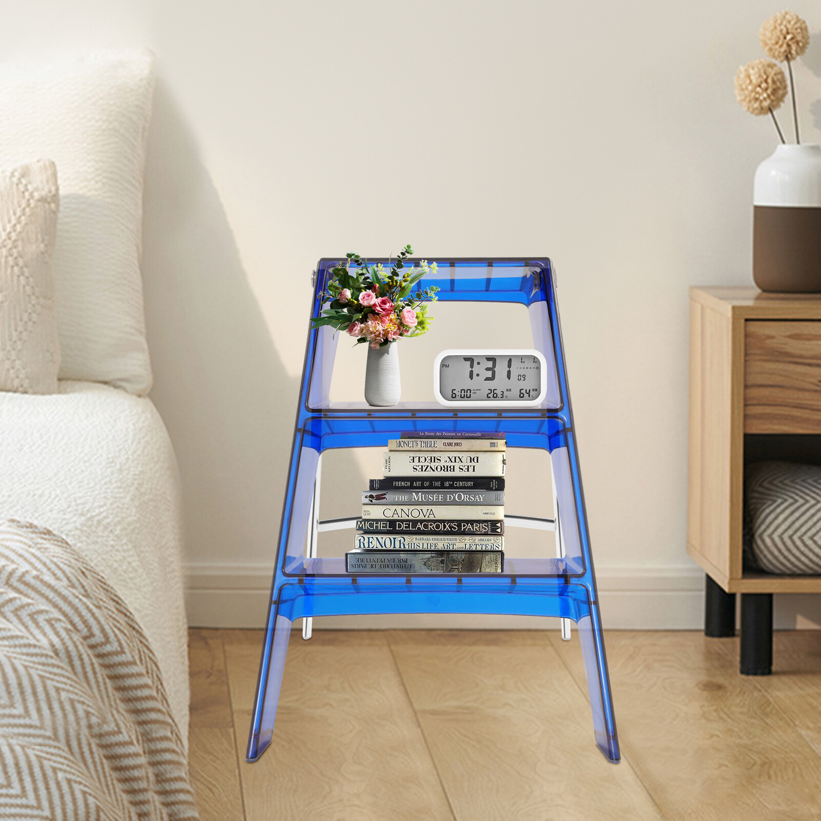 3 Step Ladder Folding Step Stool Modern Folding Step Stool for Adults 44*52*63cm