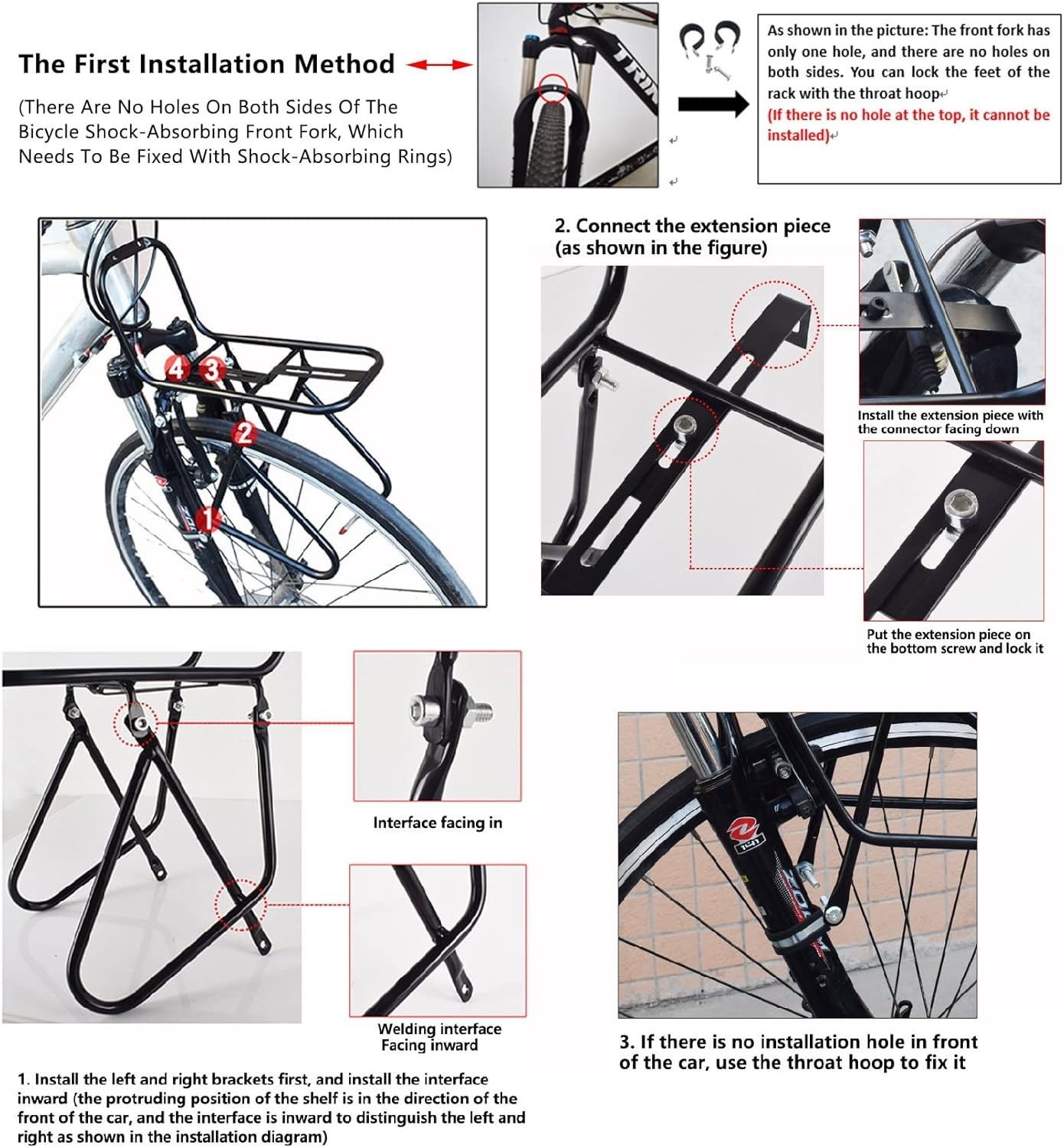 Bicycle Front Rack, Bike Luggage Touring Carrier Racks 15KG Capacity Mountain...