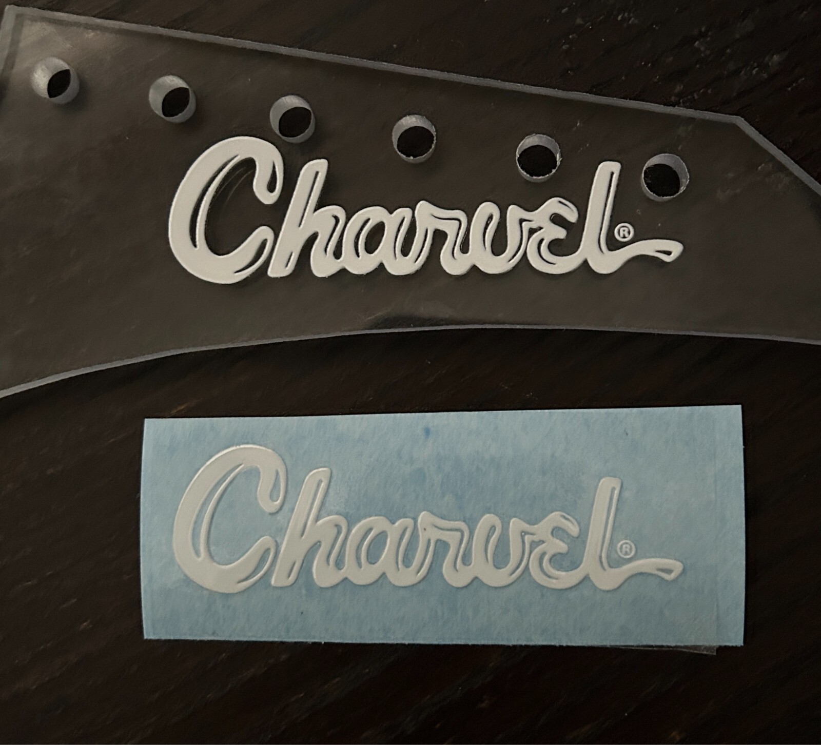 Charvel 80's Toothpaste  Guitar Headstock logo Raised UV DTF Sticker Decal White