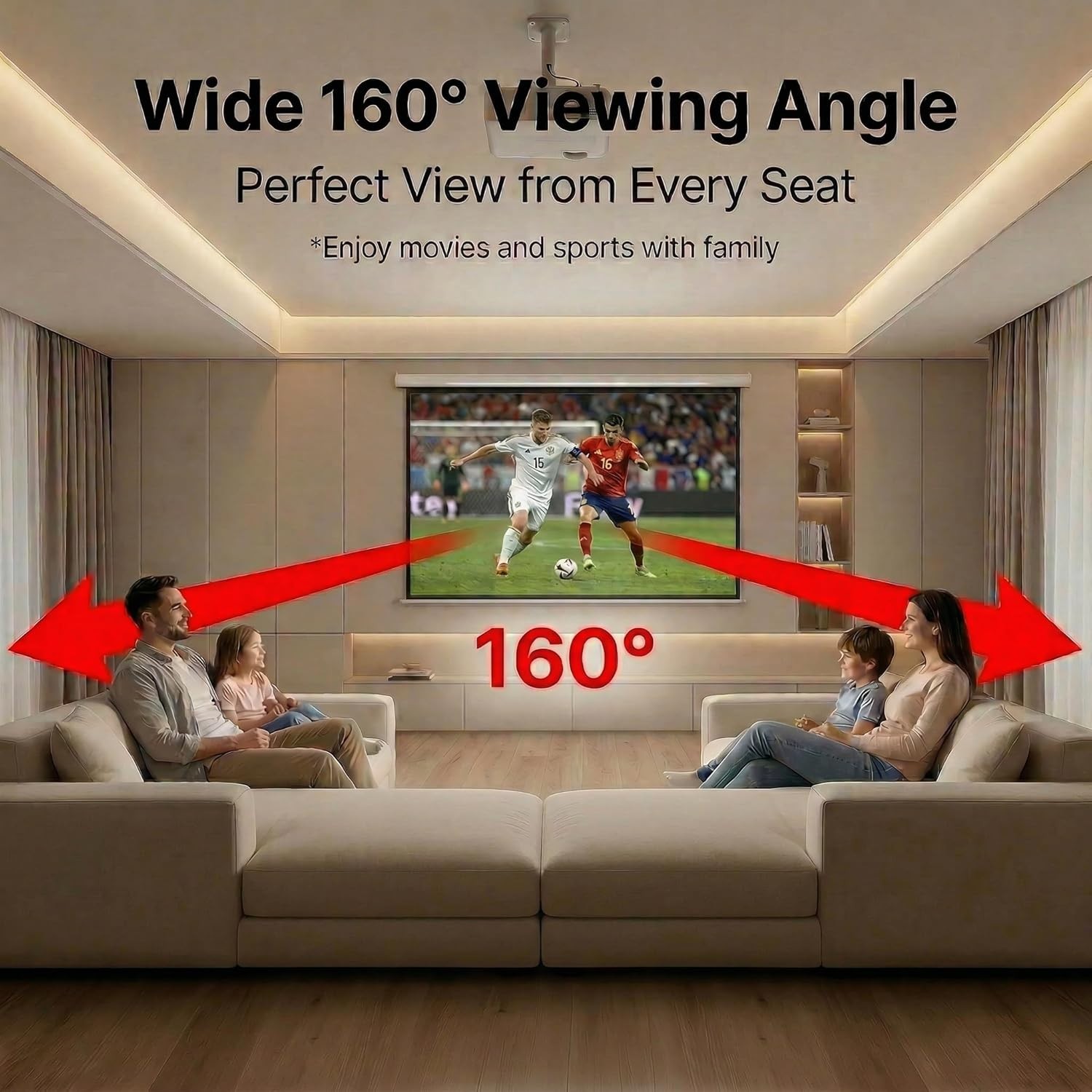 200 Inch Projector Screen Outdoor, 4K Full HD 3D 16:9 Canvas Material Double-Sid