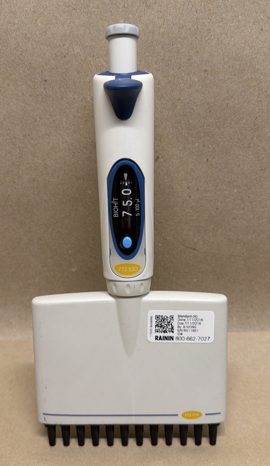 Rainin Multichannel Pipette Biohit M100 12-Channel 5–100µL 725230
