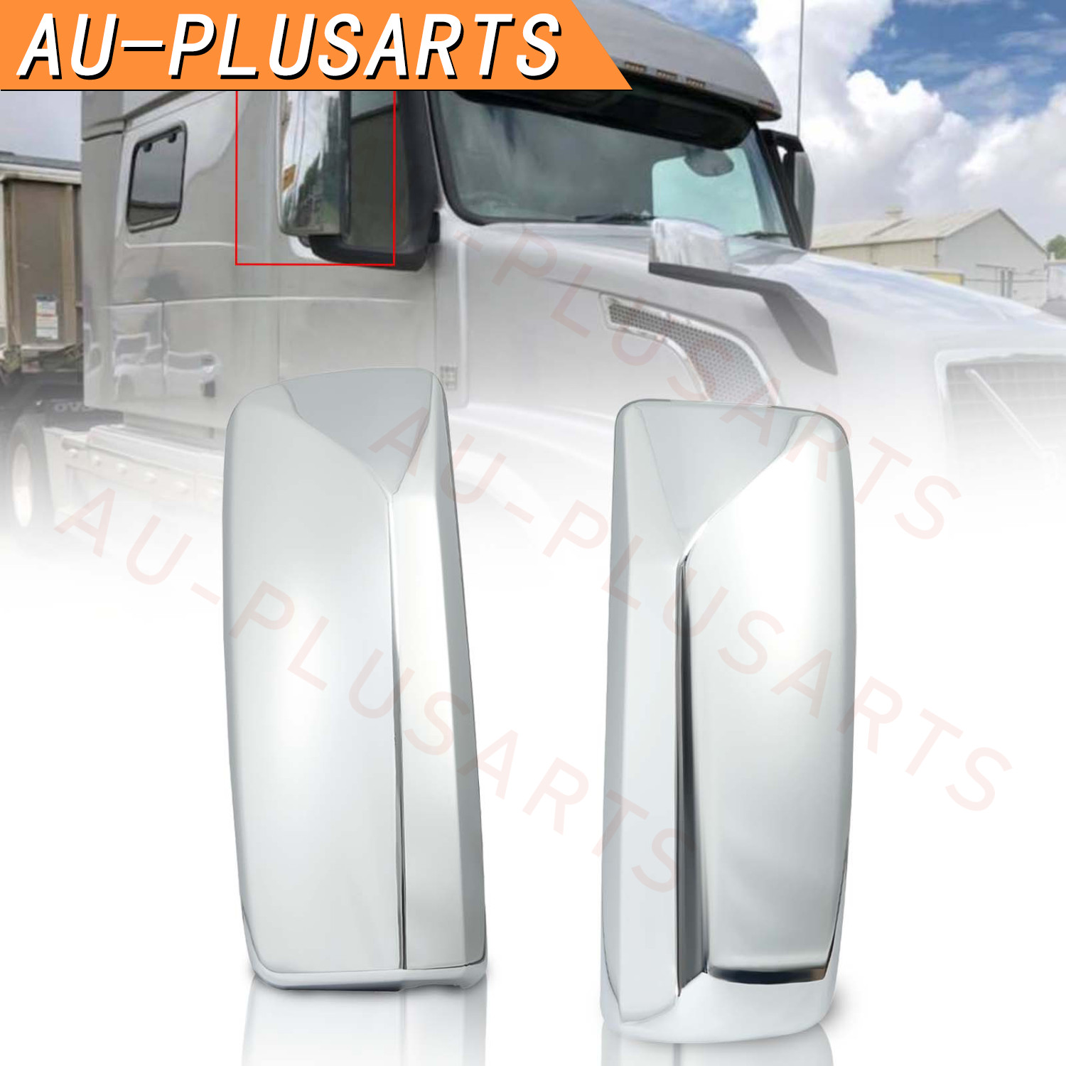 Left & Right Side Chrome Door Mirror Covers Pair For 2004-2018 Volvo VNL