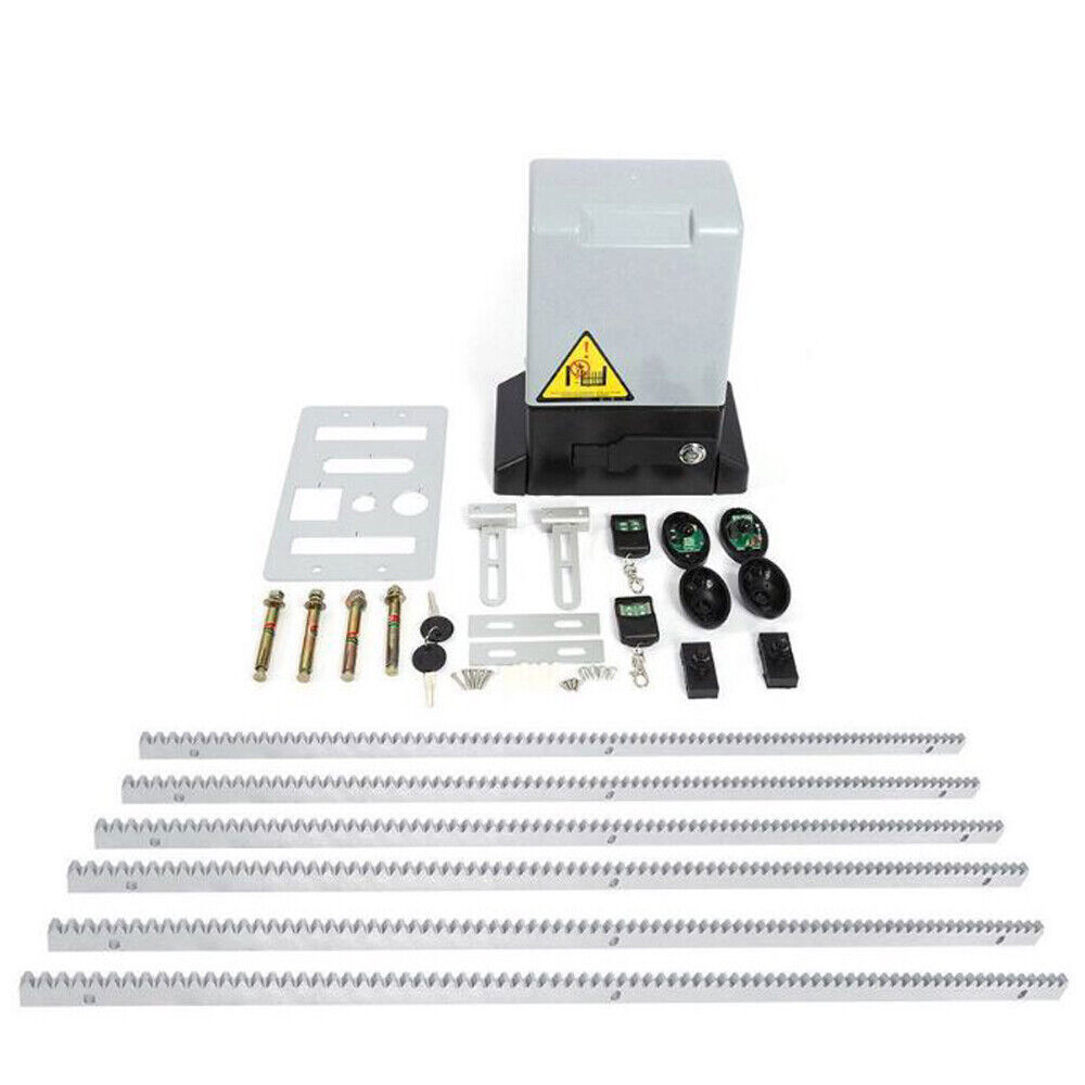 2700lbs Automatic Sliding Gate Opener Rack Driven with 2 Remotes & Complete Kit.