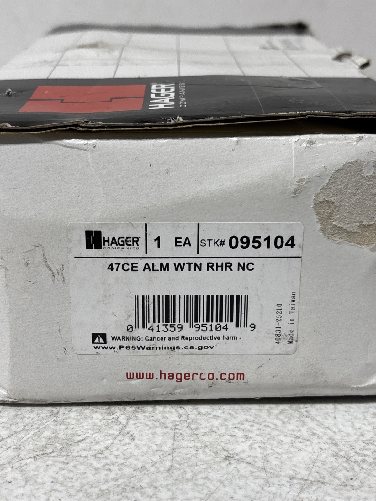 Hager 47CE ALM WTN RHR NC Door Trim Cylinder Escutcheon Withnell Exit Lever Alum