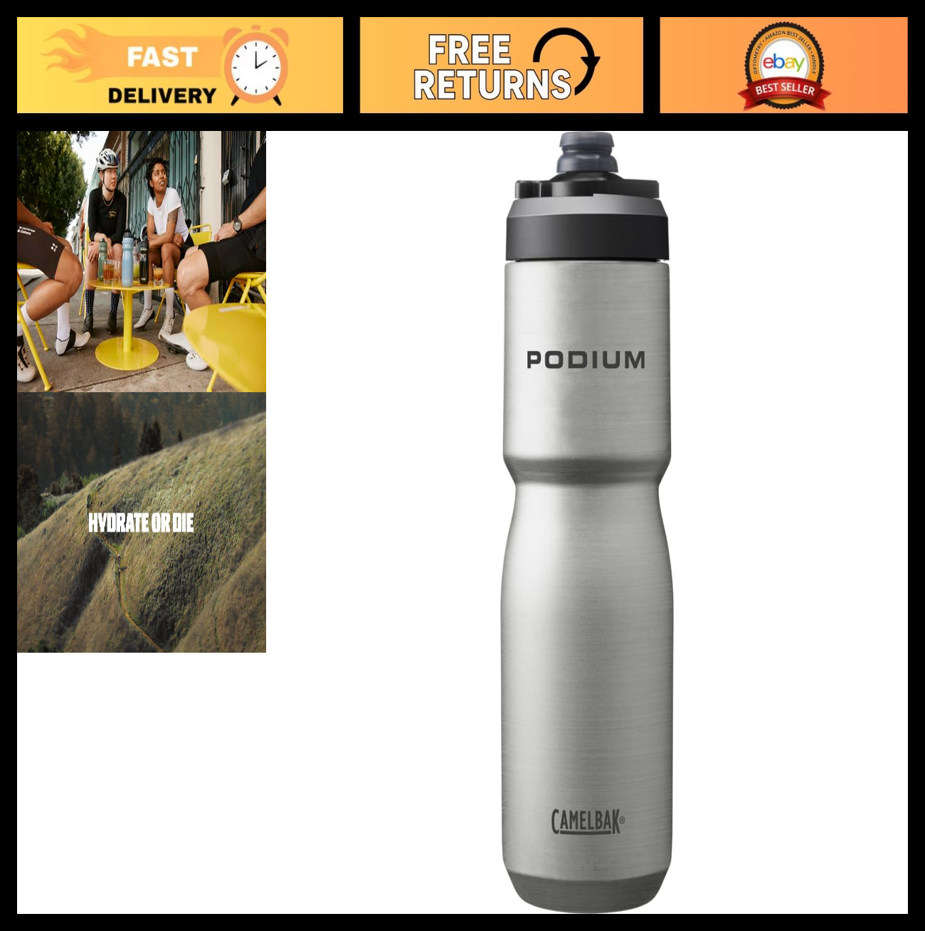 Insulated Stainless Steel Bike Water Bottle - 22oz, Durable & Leak-Proof Design