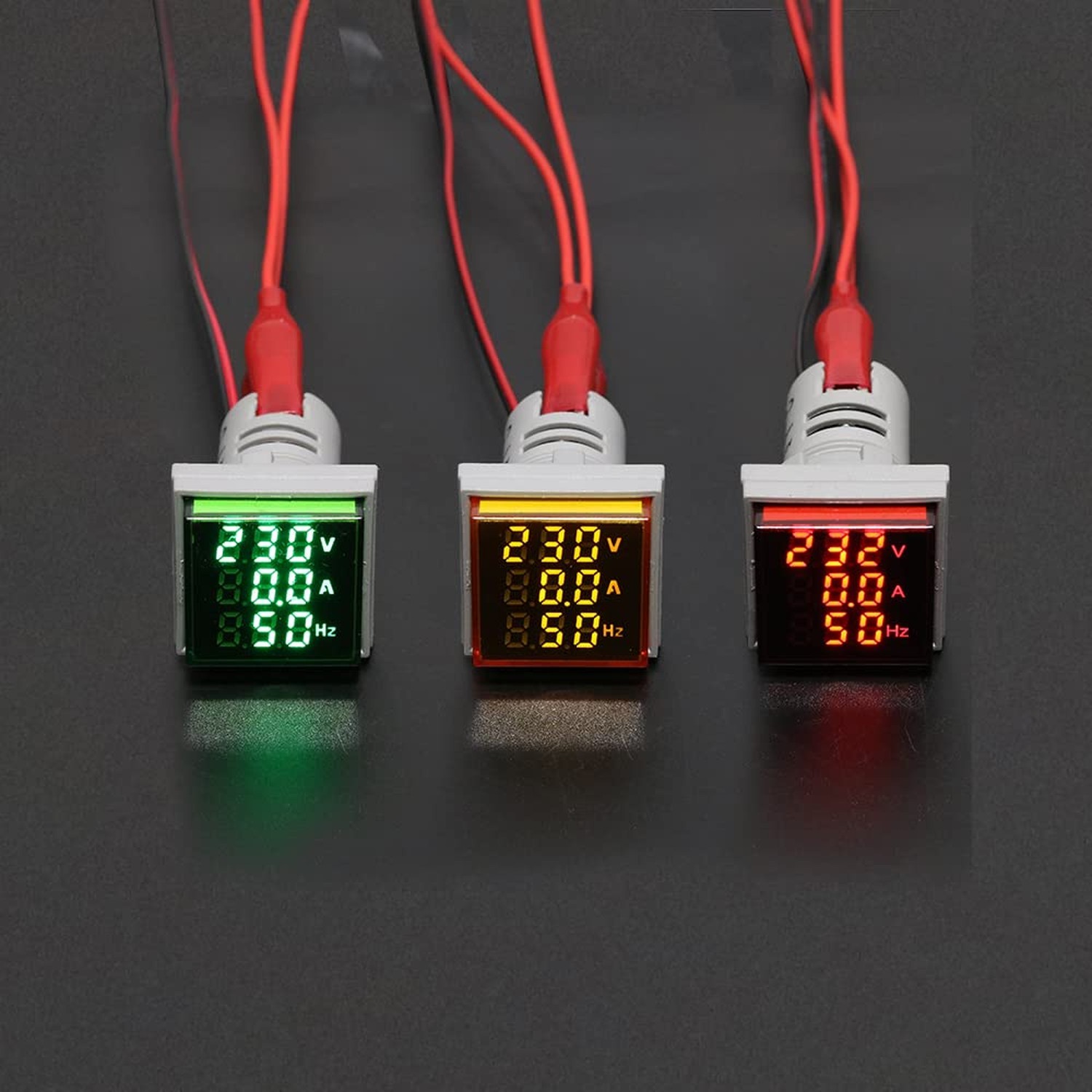 Amp Voltage Hertz Meters, Digital 3-in-1 22mm Square Multifunction Indicator ...