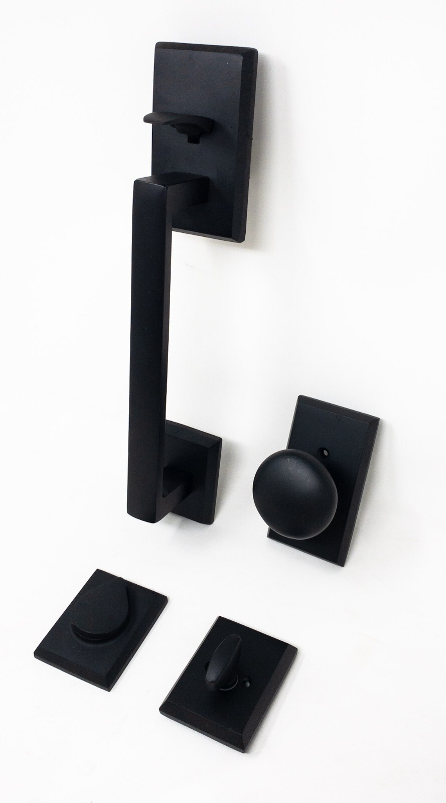 Emtek Rustic Modern Rectangular Sectional Keyed Entry Handleset Medium Bronze