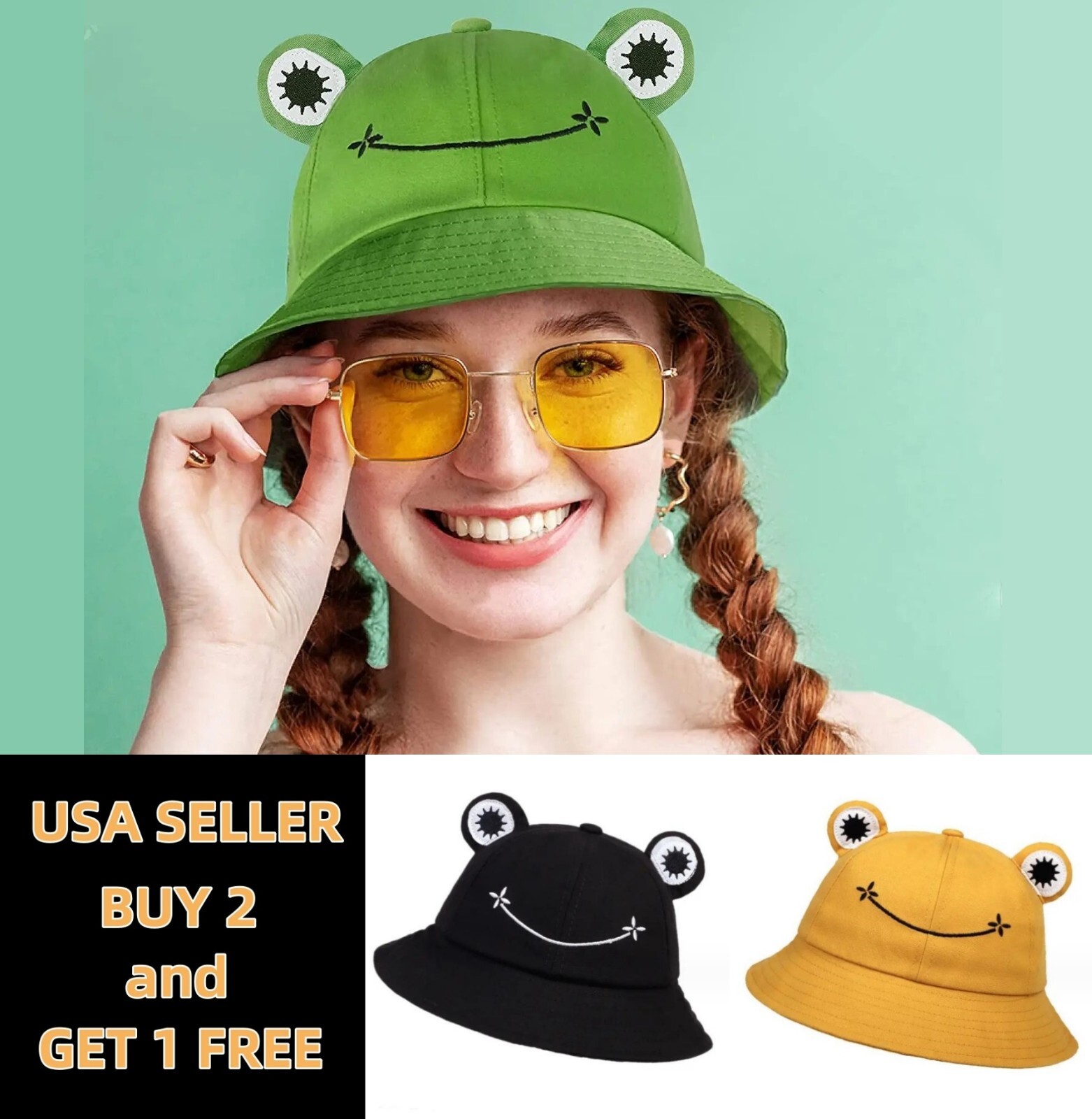 Cartoon Frog Sun Visor Bucket Hat Sport Cotton Cute Cap for Men Women
