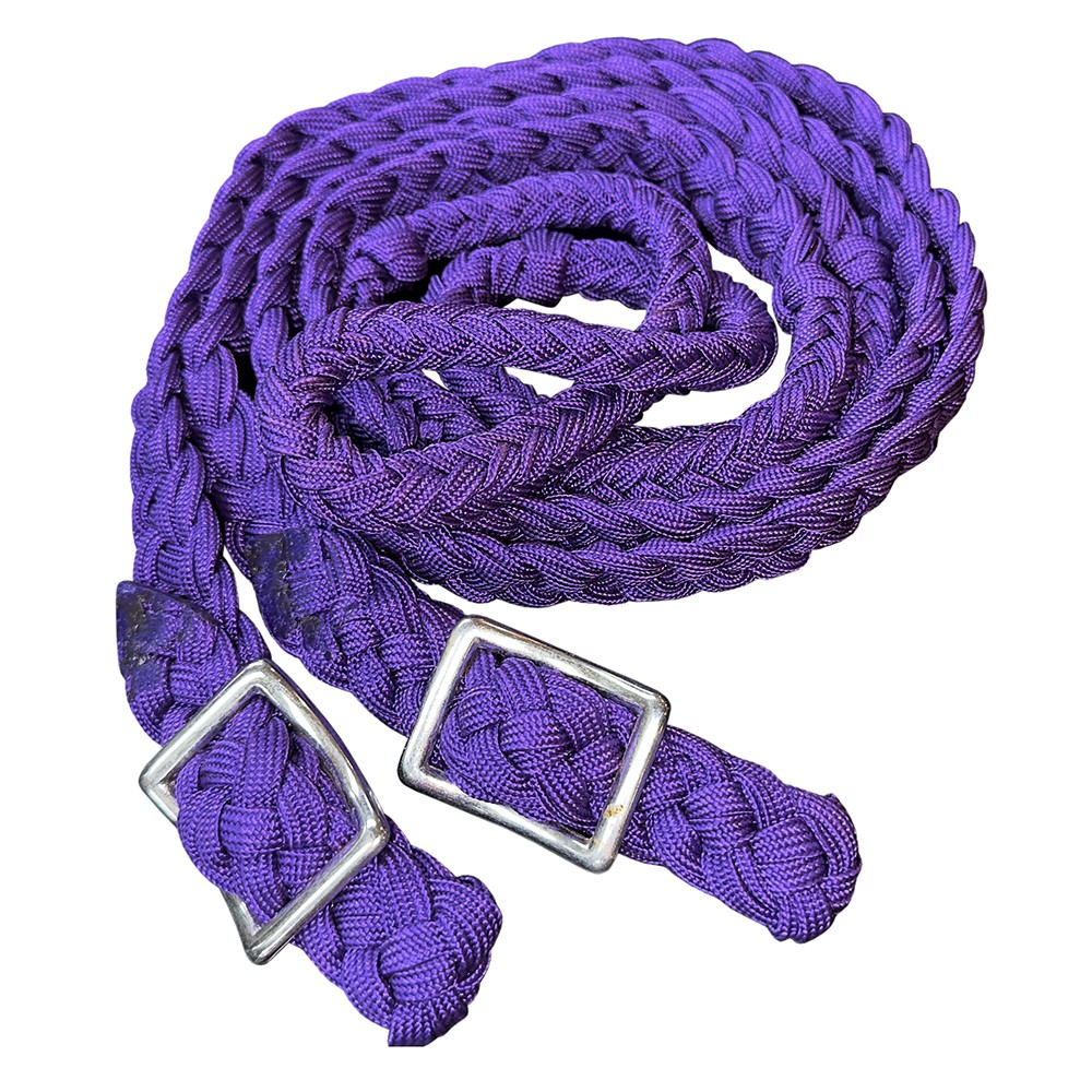 1" X 8Ft Hilason Braided Poly Barrel Reins Horse Racing Flat Grip Knots Purple