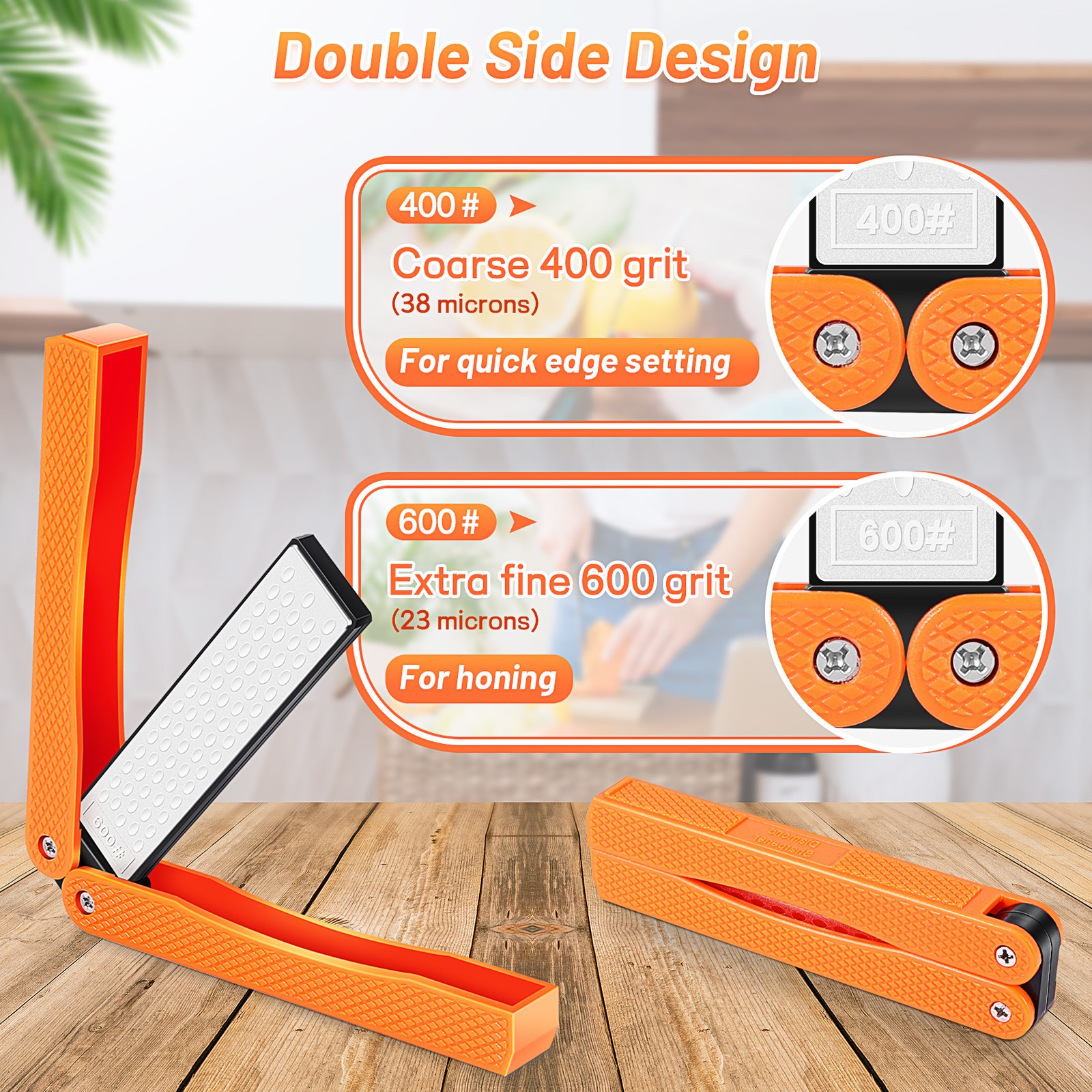 Sided Sharpener, Handheld Fine Coarse Diafold Blades Sharpening3052