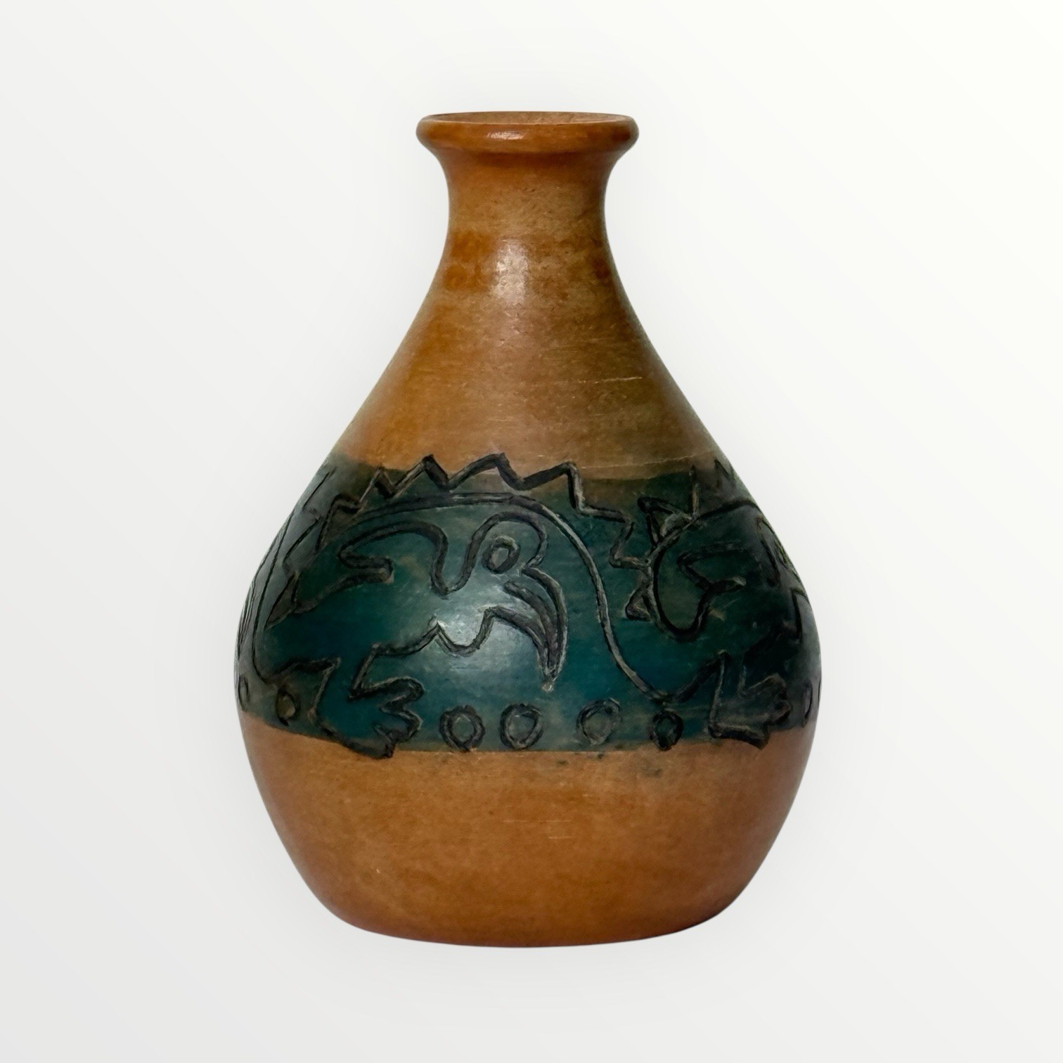 APU Yawarmaky Urubamba Cusco Peru Handcrafted Etched Glazed Ceramic Vase