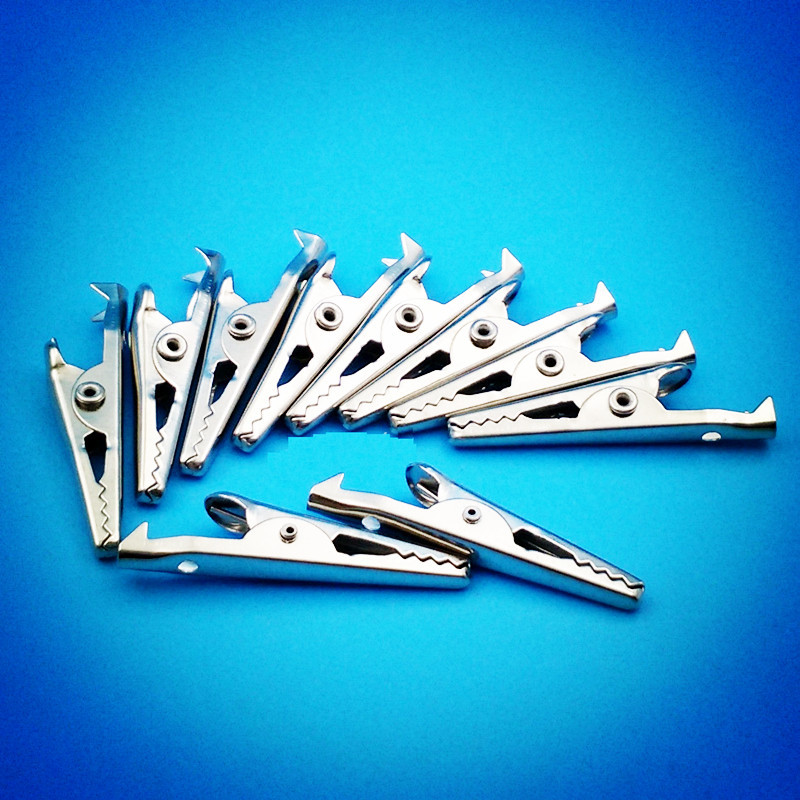 20Pcs Metal 35mm Small Size Crimp Alligator Clips Test Probes