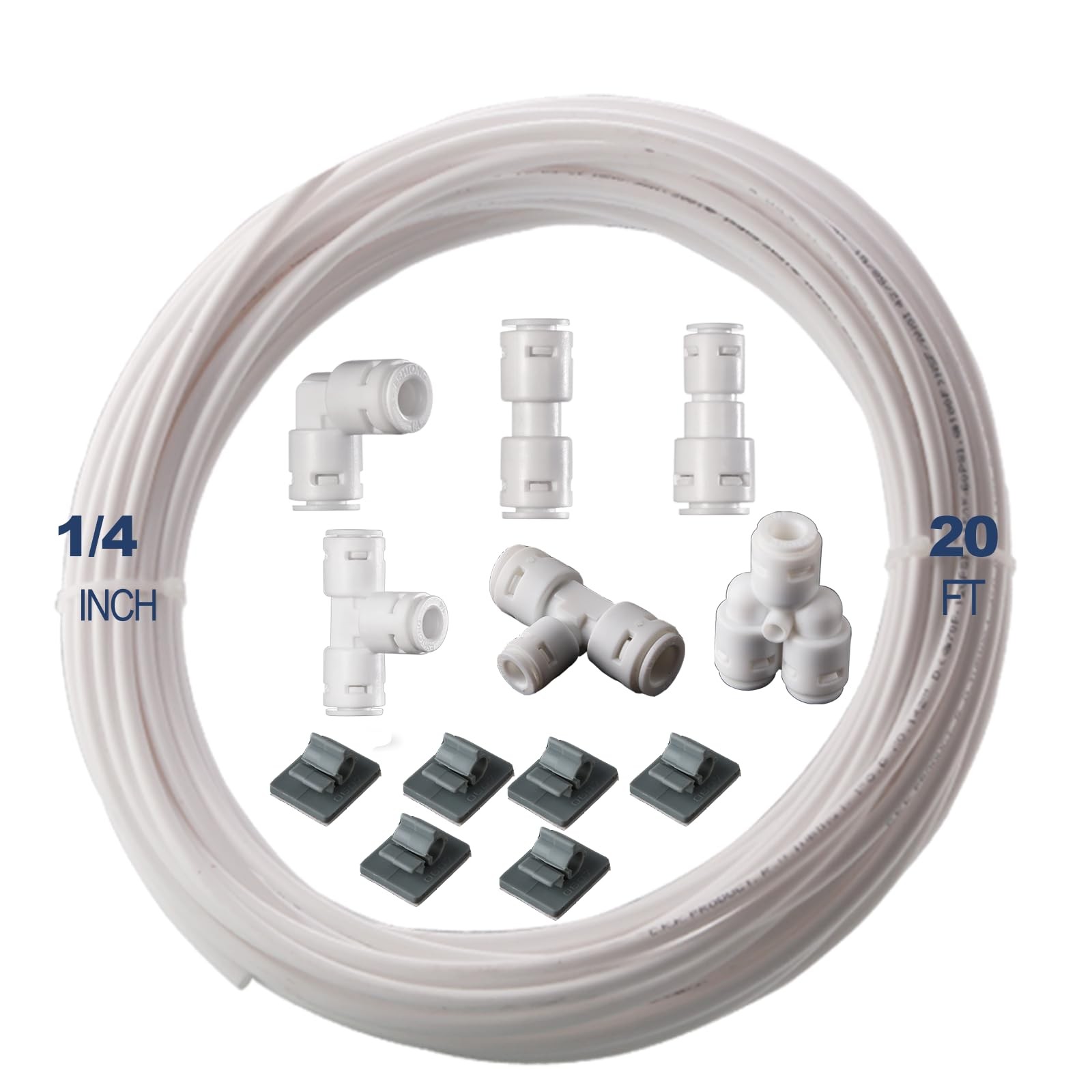 20 Ft 1/4 Inch Ice Maker Refrigerator Water Line Kit Complete Set