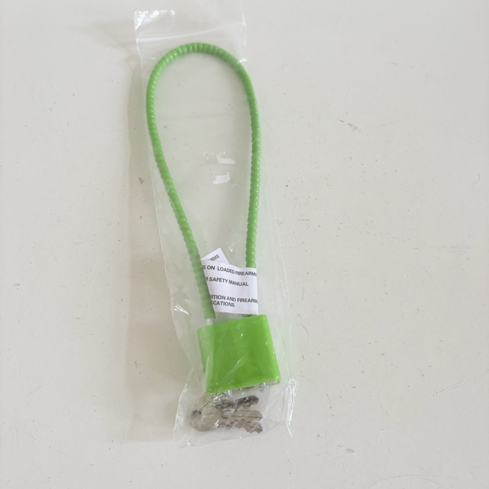 Green Cable Gun Lock - 15” Length Project Child Safe - Rifle