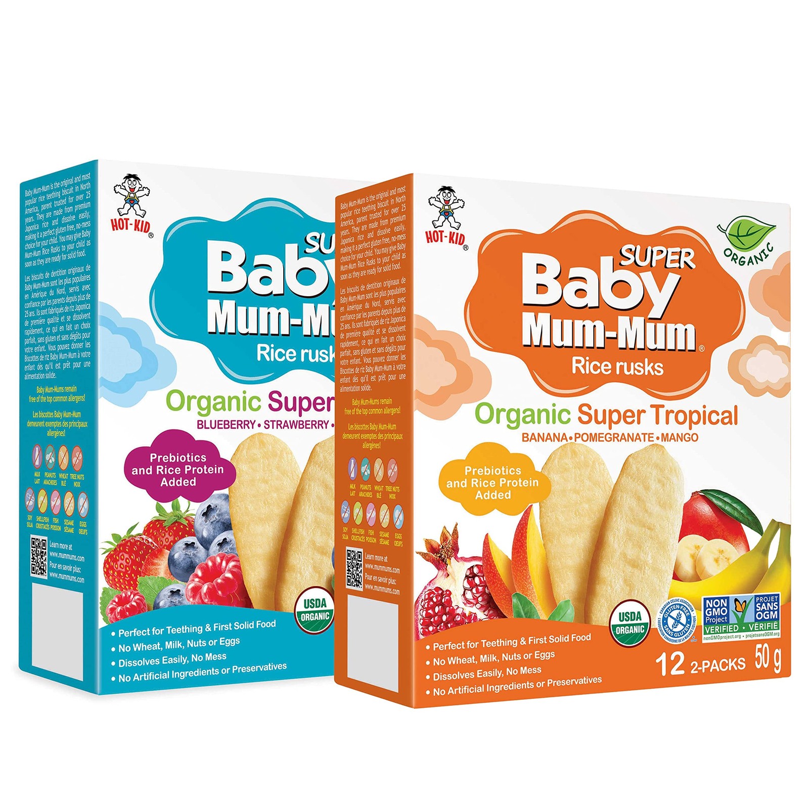 BABY MUM-MUM Organic Rice Rusks Baby Snacks - Super Tropical & Super Berries
