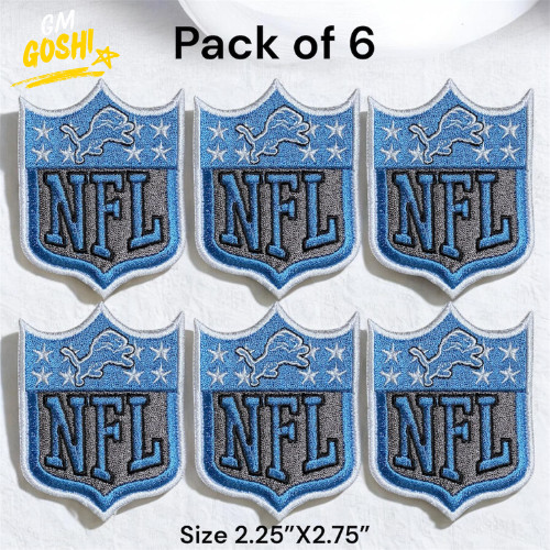 Detroit Lions Logo NFL Embroidered Patch 2.25"X2.75" Size Iron on Pack of 6
