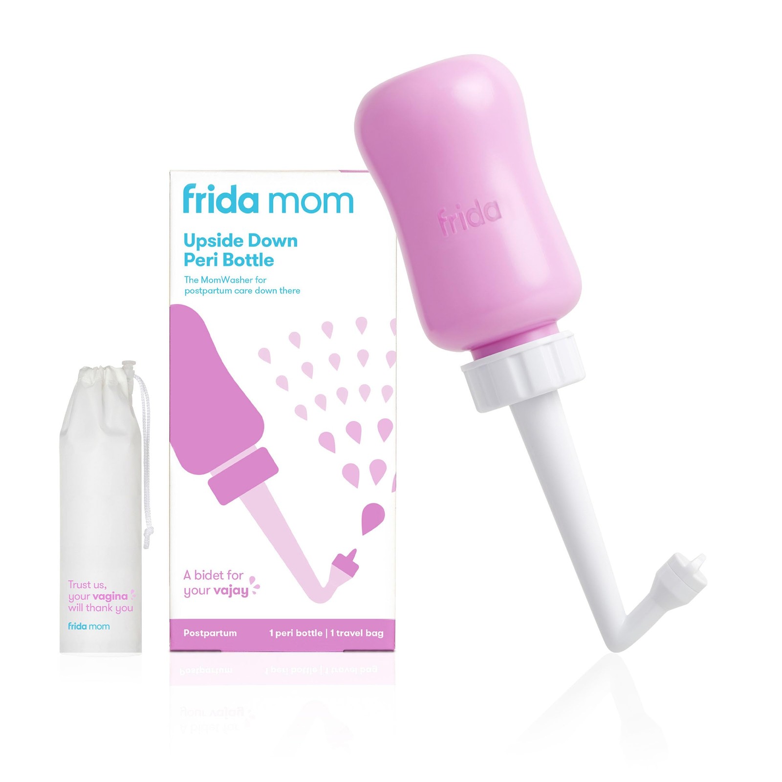 Frida Mom Upside Down Peri Bottle for Postpartum 1 Count (Pack of 1), Pink