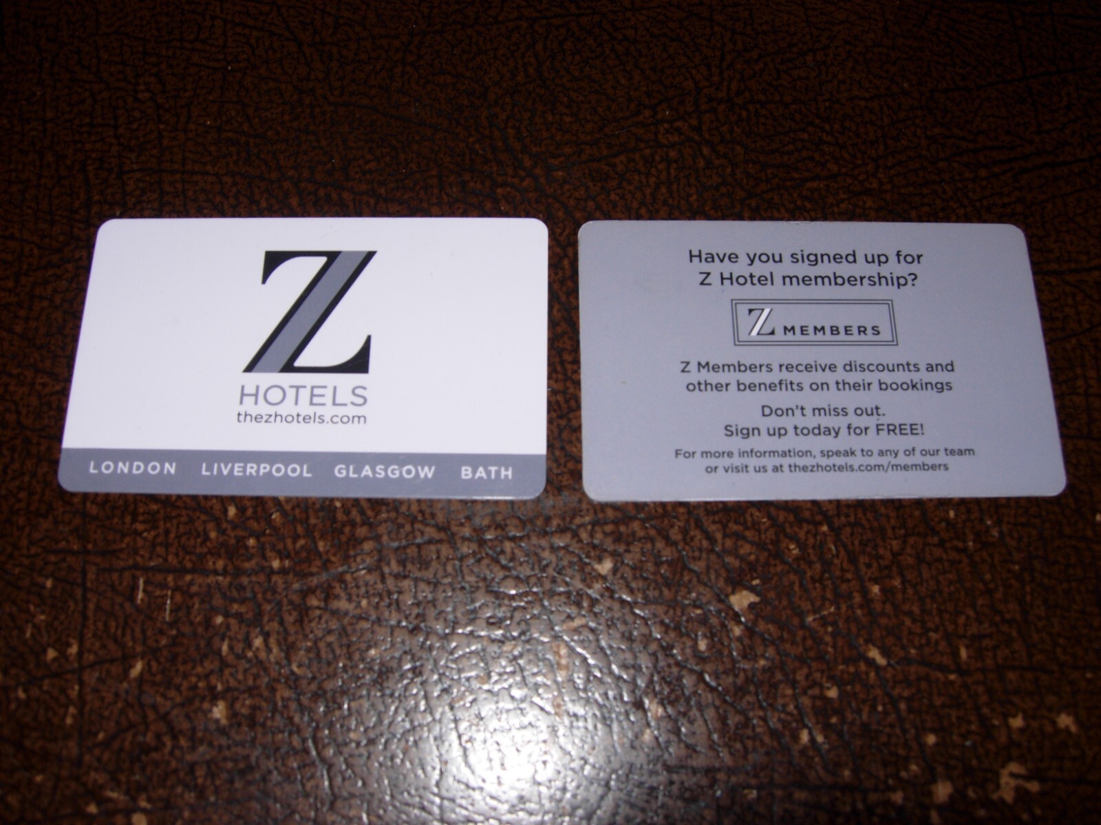 The Z Hotels London England Great Britian Hotel ROOM KEYCARD KEY CARDS Collectib