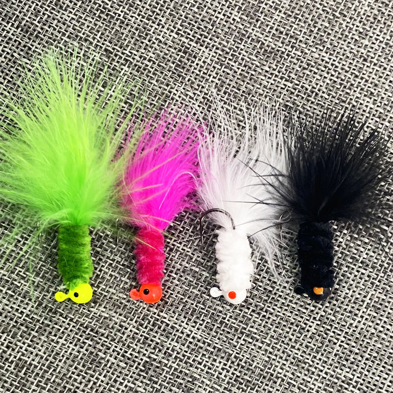 25PCS Jig Heads Marabou Feather Hooks Fishing Lures Bass Walleye Panfish Sunfish