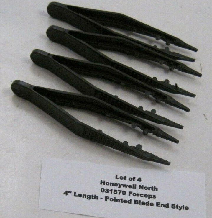 Lot of 4 Honeywell North 031570 Forceps - 4" Length - Pointed Blade End Style -